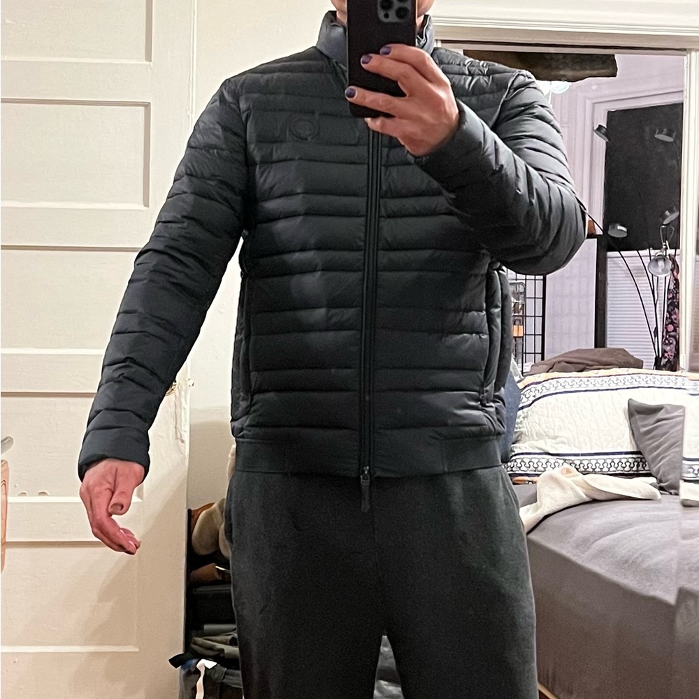 Armani Exchange Duck Down chest logo puffer jacket dark Navy - excellent